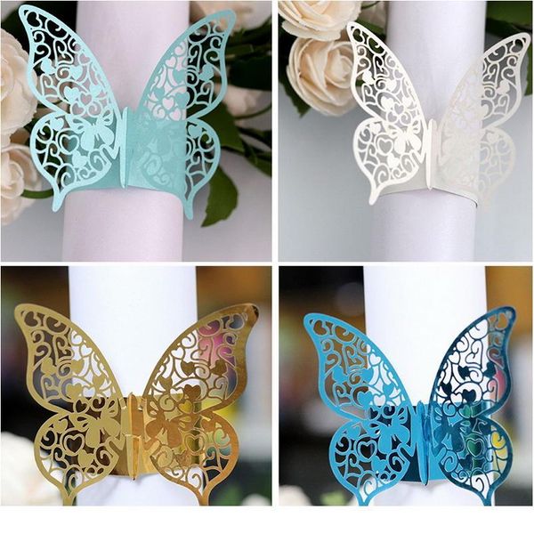 

new 50 pieces/set butterfly style laser cut paper napkin rings napkins holders l wedding favors table decoration qylevv