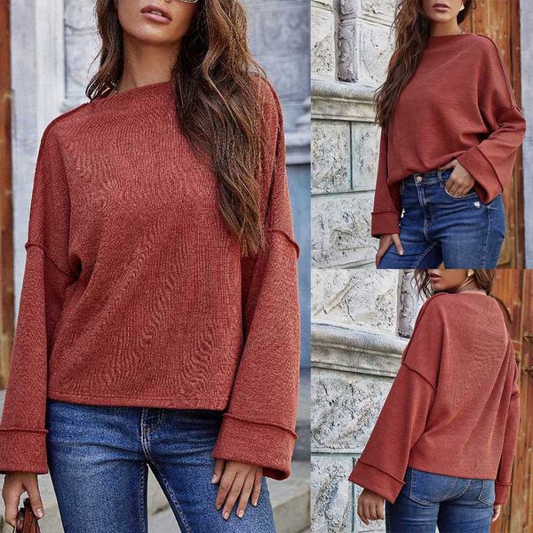 

mujer suteres women sweater red o-neck loose colourful solid color pagoda s sleeve loose knitted for women, White;black