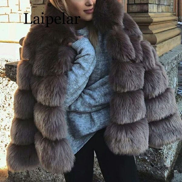 

laipelar faux fur women's jacket imitation fur hooded jacket female stitching artificial, Black