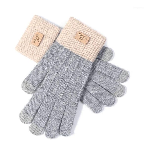 

new knitted touch screen gloves for women autumn and winter travel warm glove axyd1, Blue;gray