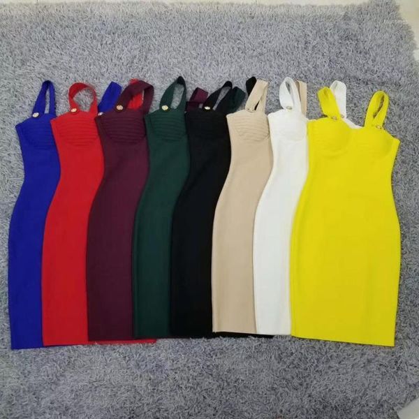 

2020 new colors fashion bodycon womens slim fit spaghetti strap bandage party mini celebrity ladies solid color dress1, Black;gray