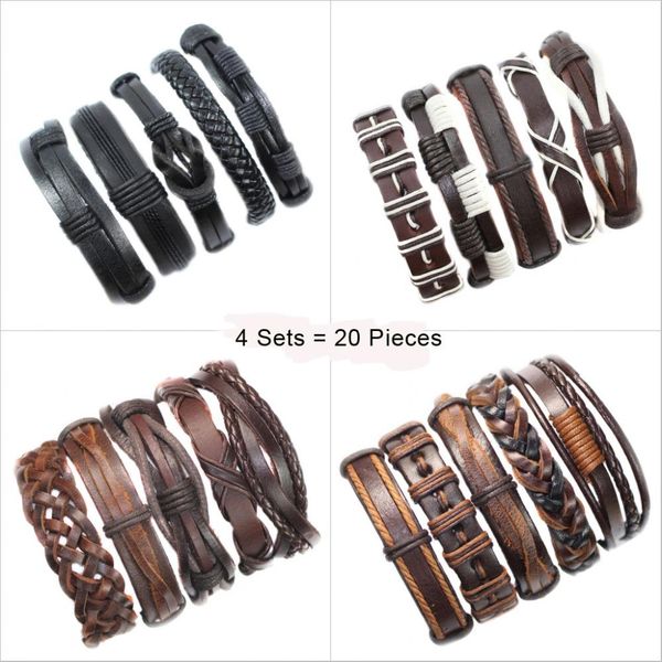 

zotatbele оптовая handmade браслеты 4 наборы 20 популярных стилей плетеный ethinc tribal кожаные браслеты для мужчин женщины yt1 yxlyvr bde, Golden;silver