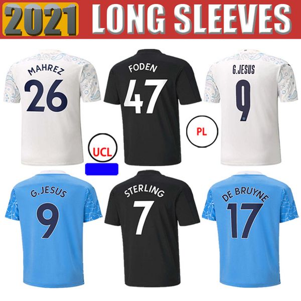 

2020 new soccer jersey g.jesus bernardo kun aguero de bruyne sane 2021 home away kids kit high-quality football shirt, Black;yellow