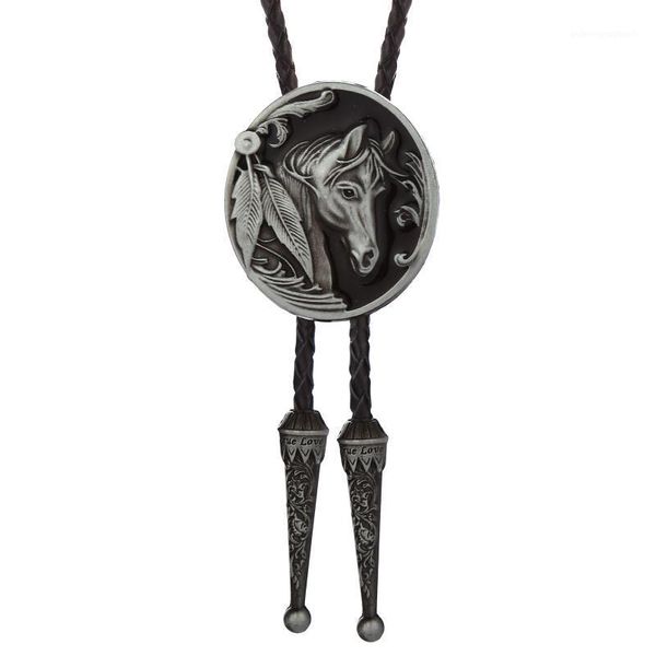 Papillon Western Cowboy Bolo Tie American Original 3D Retro Pattern Testa di cavallo Cravatta in lega di zinco con gocciolamento di olio1