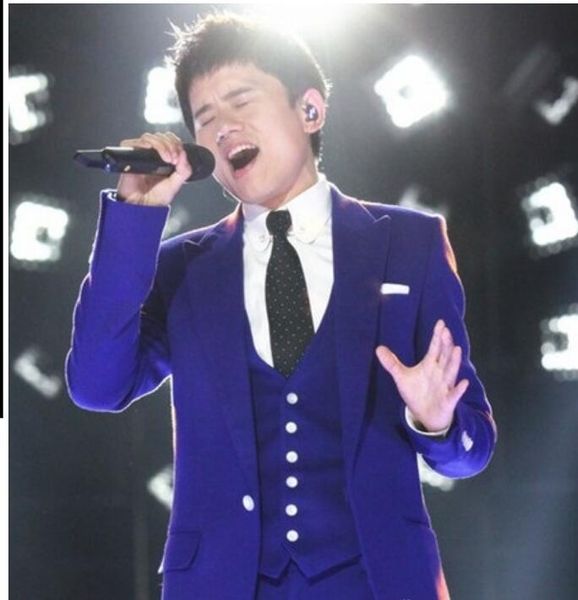 

men's suits & blazers s-5xl blue suit three-piece men studio po groomsmen dress bar performance party stage singer costume groom weddin, White;black
