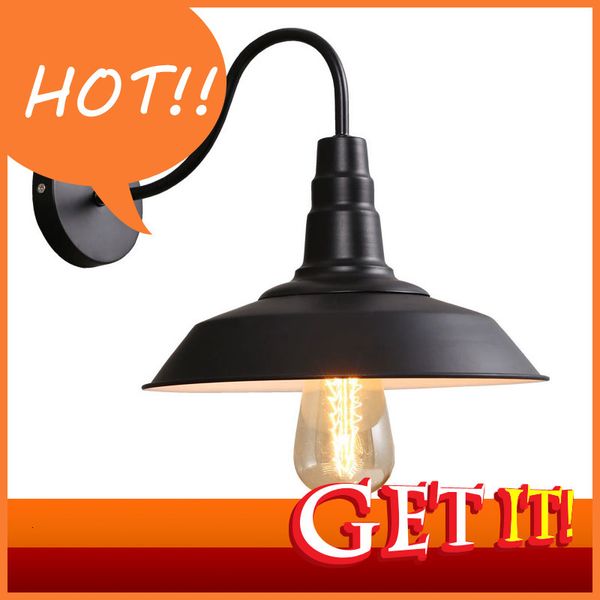 

2021 new vintage wall led light e27 edison loft retro iron paint american old style simplicity black pot cover with shade 9vyn
