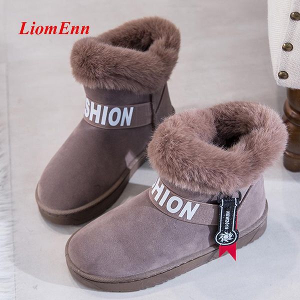 

2020 new snow boots fur plush slip on winter boots women shoes platform grey brown black soft casual shoes woman botas de mujer