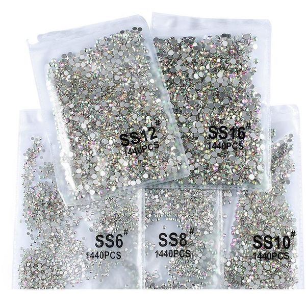 

1440pcs /bag shiny crystal flatback beads for jewelry making home diy decor nail art decor white 3d non-fix i qyldzl