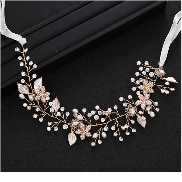 

новый rhinestone crystal pearl headband headwear handmade headdress princess hair band band breder tiara свадебные аксессуары для волос sqcc, Slivery;golden