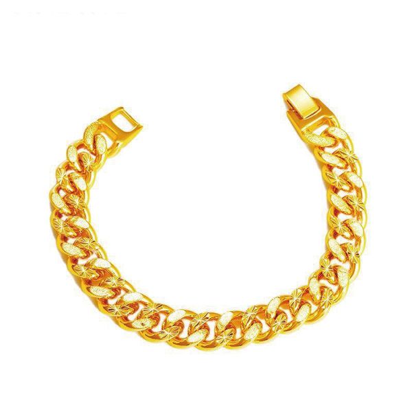 

mxgxfam (19,5 см х 8/11 мм) тяжелой цепи браслет ювелирных изделий для мужчин мода 24 k pure gold color new designs гипоаллергенный, Black