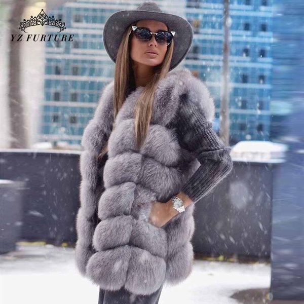 

natural real fur long vest fashion luxury women ladies thick warm fluffy fur sleeveless coats fashion warm waistcoat fv-011, Black