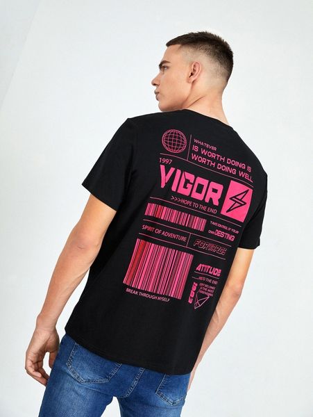 

men lightning & slogan graphic tee j4bu#, White;black