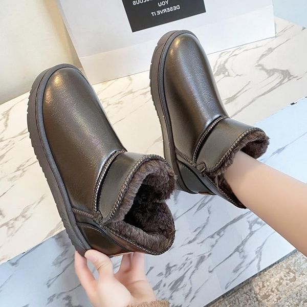 

candy waterproof color snow boots for women winter 2020 thick long plush platform ankle boots women keep warm shoes botas, Black