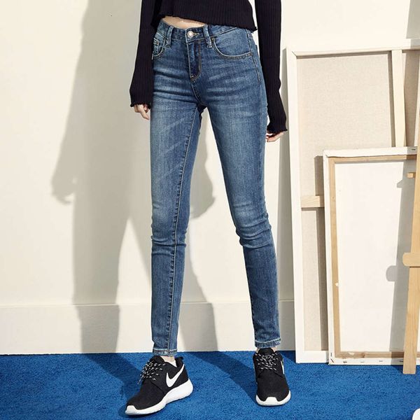 

jon wig jeans women's autumn winter korean slim pencil small leg pants, Blue