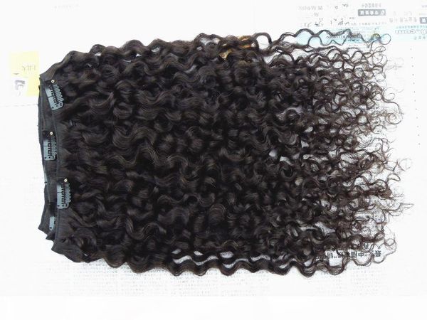 

new style brazilian virgin curly hair weft clip in unprocessed curl natural black color human extensions beayty hair, Black;brown
