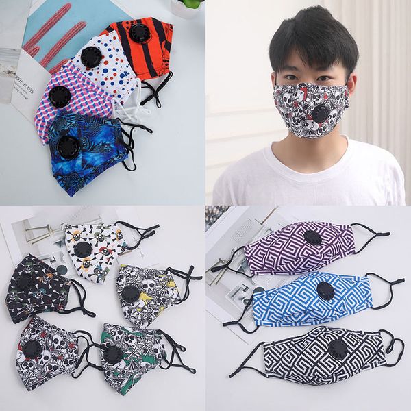 

striped face fashion mask spotted skull printed anti-dust earloop with breathing valve adjustable reusable mouth masks anti prot