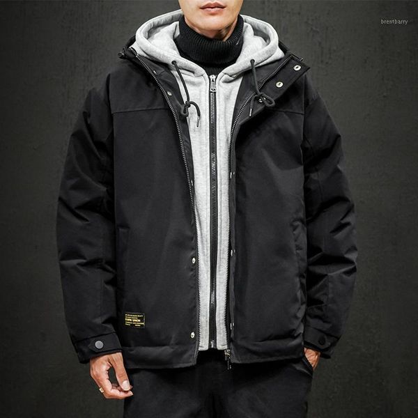 

large sizes men's hooded coat winter fake two pieces cotton clothing windproof m-5xl black gray men cotton jacket1