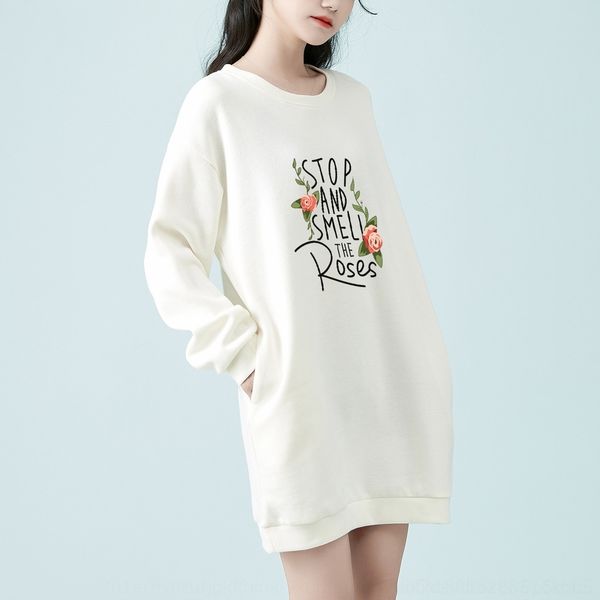 

hv5rf 2020 autumn mid-length spring women's new loose round neck long autumn pocket and sleeve sweater sweater ins super vsmfa, Black