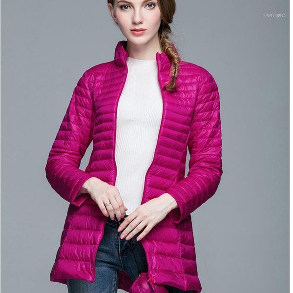 

ladies long warm down coat 2020 new autumn winter 100% down women ultra light jacket women's overcoats hip-length s-5xl1, Black