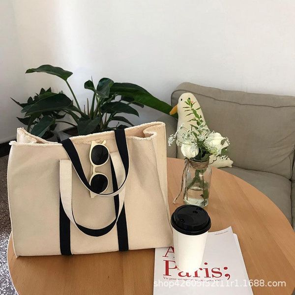 

new women's shoulder bags korean style handbag ladies shoulder canvas bag travel bag college student simple solid color