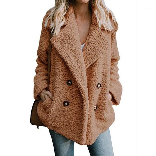 

casual flannel long coat women oversized jumper autumn style double breasted trench navy khaki winter outerwear 3xl plus size1, Tan;black
