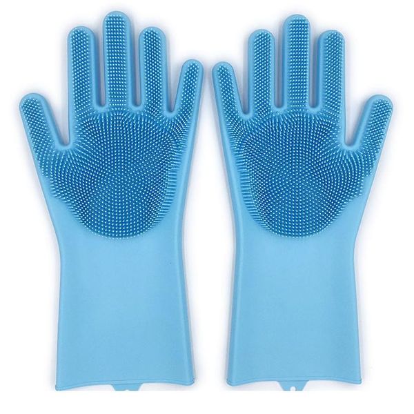 

1pair rubber sponge gloves sile cleaning gloves magic dishwashing gloves for washing dishes with brushes kitchen h sqcrvv