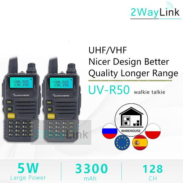 

2pcs uv-r50/uv-r50-1/uv-r50-2 walky talky quansheng tg-uv2 mobile walkie talkie uhf vhf 5w dual band two-way 3300mah ham radios
