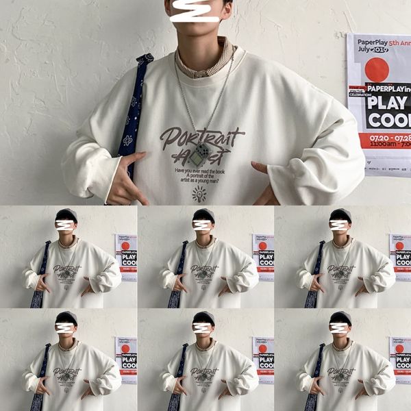 

1r8bv свитер мужские круглые большие свободные модули моды top осень шеи sweaterbottom рукав футболки корейской top sweatercoat длинное паль, Black