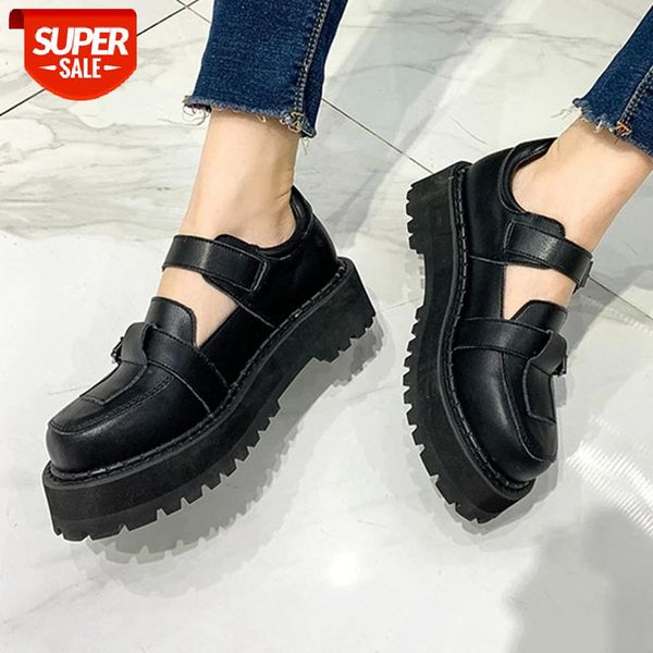 

genuine leather female chunky platform buckle shoes punk spring women pumps round head cool luxury gothic vintage pumps #tw3p