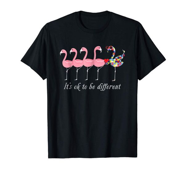 

it's ok to be different autism flamingo funny black summer fashion new printed short sleeve sport hooded sweatshirt hoodie t shirt