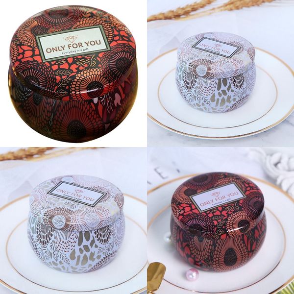 

circular portable iron box empty aromatherapy candle jar white red candy tea storage case originality 2yy j2