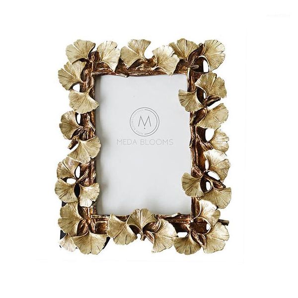 

resin retro frame golden ginkgo leaf p frame home decorations1