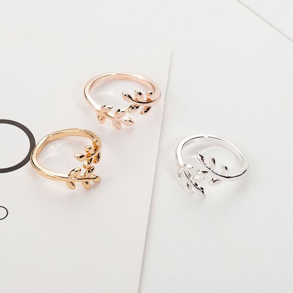 

the new gold silver color olive tree branch leaves open ring for women girl wedding rings adjustable knuckle finger jewelry xmas