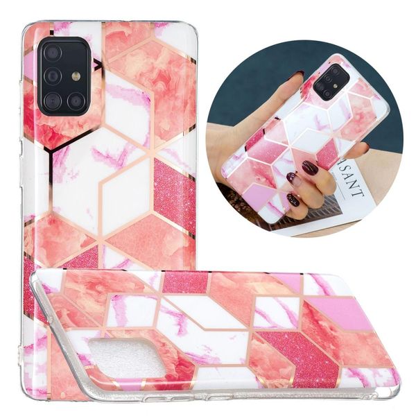 

for samsung galaxy a51 flat plating splicing gilding protective case