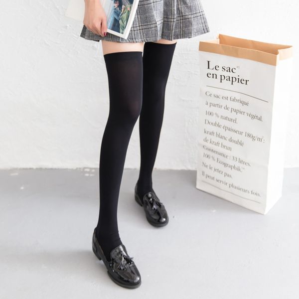 

japanese kawaii women's stockings over knee high elasticity long socks black white cute school students cos q1219