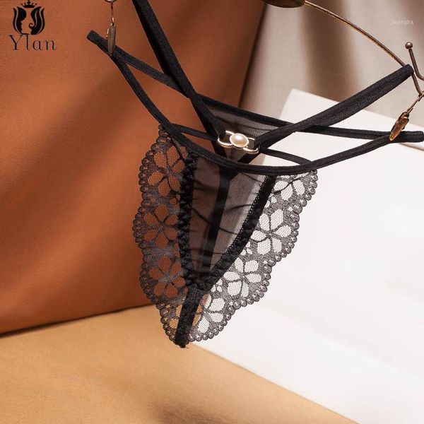 

new panties women's hollow out underwear lace transparent thongs erotic lingerie perspective pearl g-string briefs1, Black;pink