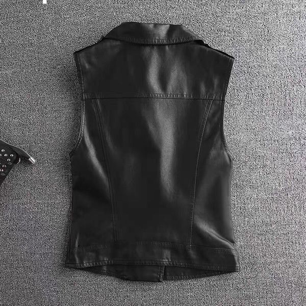 

2021 new primavera de couro plutnio slido mulheres motocicleta colete zper s plus size 4xl 5qan, Black