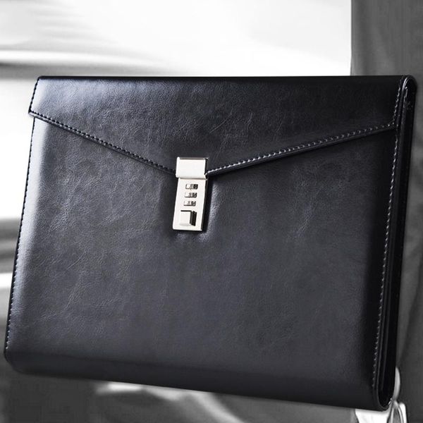 

creative a4 high-grade leather with lock business multi-function thickening learning office supplies password briefcase