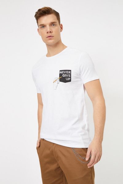 

koton men 's white t-shirt 0 yam11061ck 1021, White;black