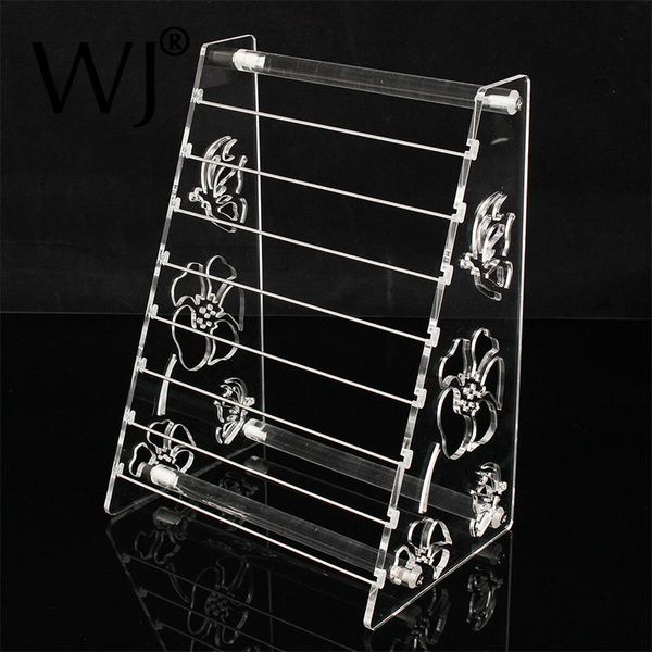 

transparent acrylic 8 tier metal bar bracelet charm beads jewelry display holder stand european beads earrings organizer, Pink;blue