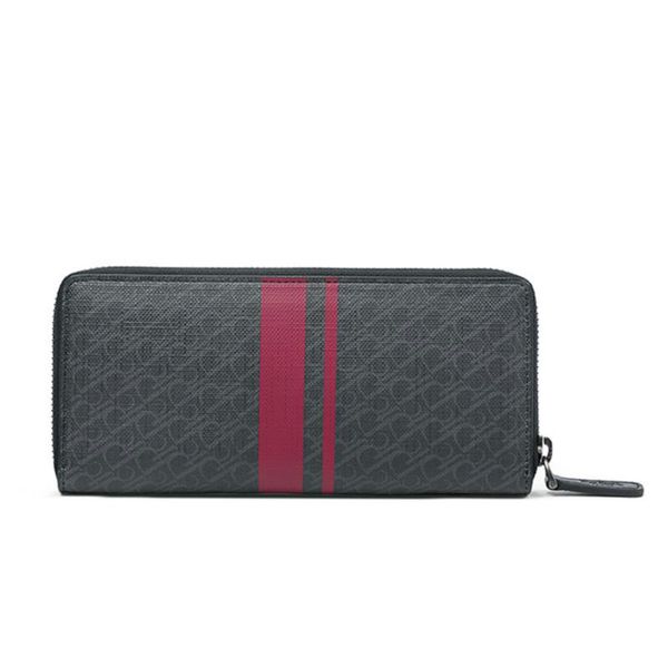 

new style zippy women wallet classic pattern coated canvas calfskin interior cosmetic bag fashion designer coin purse clutch bag card holder, Red;black