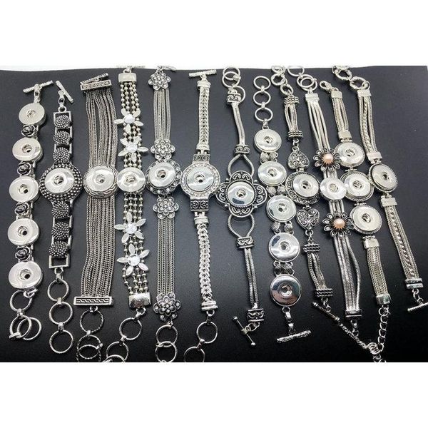 

wholesale noosa chunk snap button charm bracelet 12pcs/lot mixed style ginger snaps women jewelry interchangeable 18- wmtsuz queen66, Golden;silver