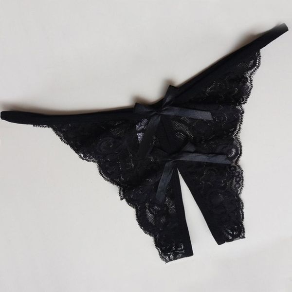 

3 pcs opening crotch panties flower lace briefs thongs, Red;black