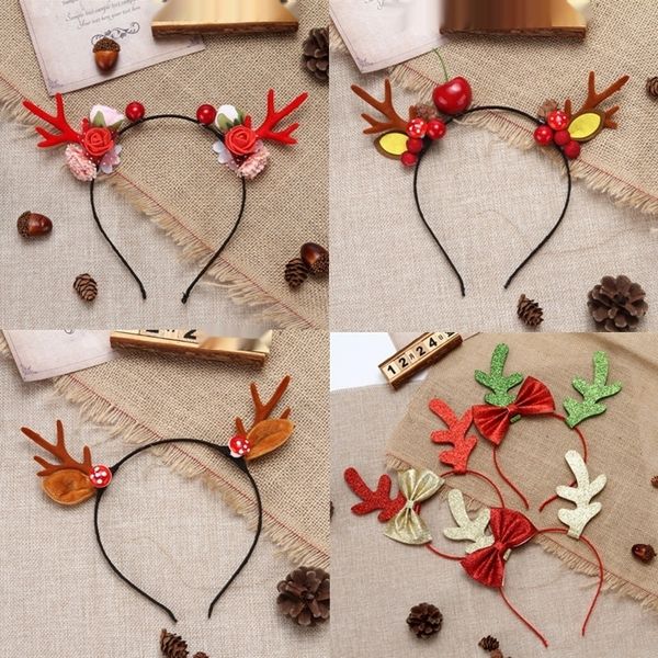 

jrr5k new flocked deer antler headband christmas gift headdress children's elk rstev headdress antler gift