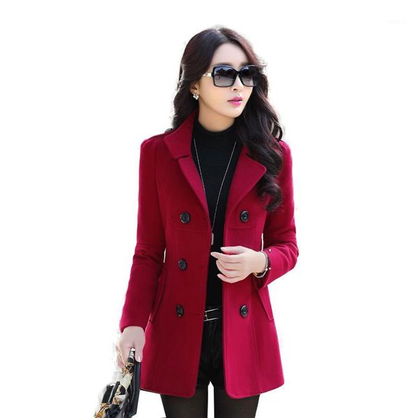 

winter coat jacket women's new bouble-breasted coat long stylish slim plus size mom overcoat solid color trench overwear a371, Tan;black