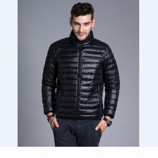 

men down jacket casual spring autumn winter stand collar fashion warm coat mens ultra light thin white duck down jackets 4xl, Black
