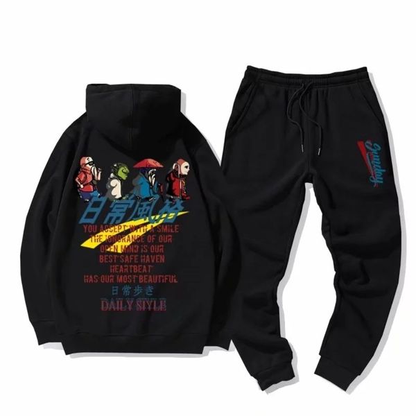 

version new winter 2019 men's korean of toilet pants long casual suit hooded sportswear 2-piece youth, Gray