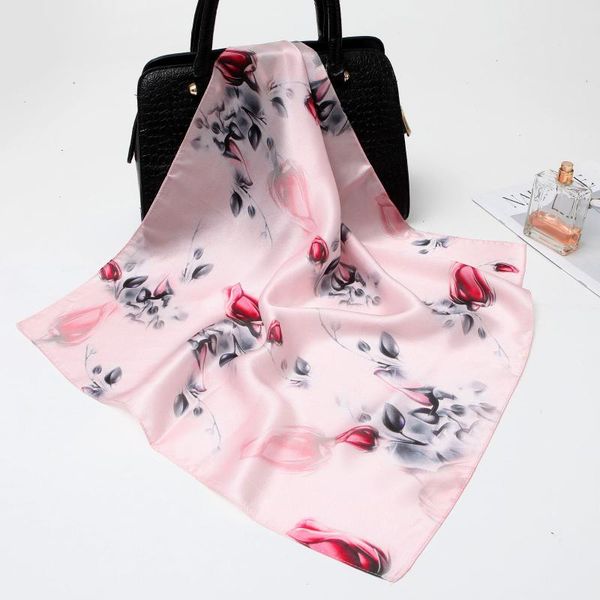 

women square scarf elegant stylish bandana luxury lady female pure silk print shawls wraps soft scarves bufanda, Blue;gray
