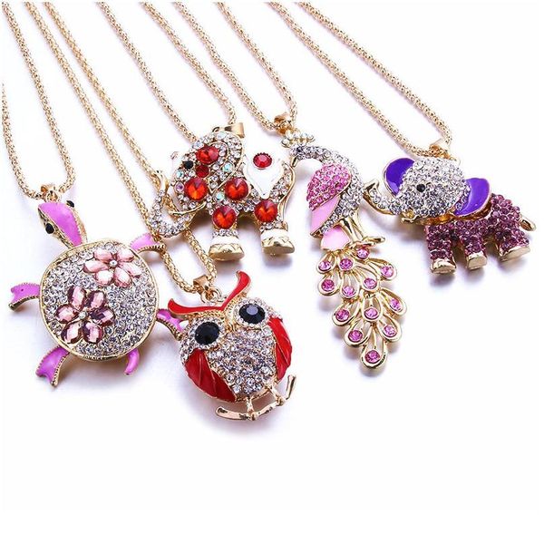 

women sweater chain necklace turtle design rhinestones crystal pendant necklaces jewelry clothing accessories drop bbylfw, Silver