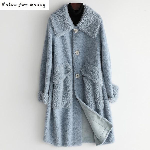 

winter autumn coat women clothes 2021 real fur coat 100% wool jacket korean vintage sheep shearling suede lining zt3946, Black
